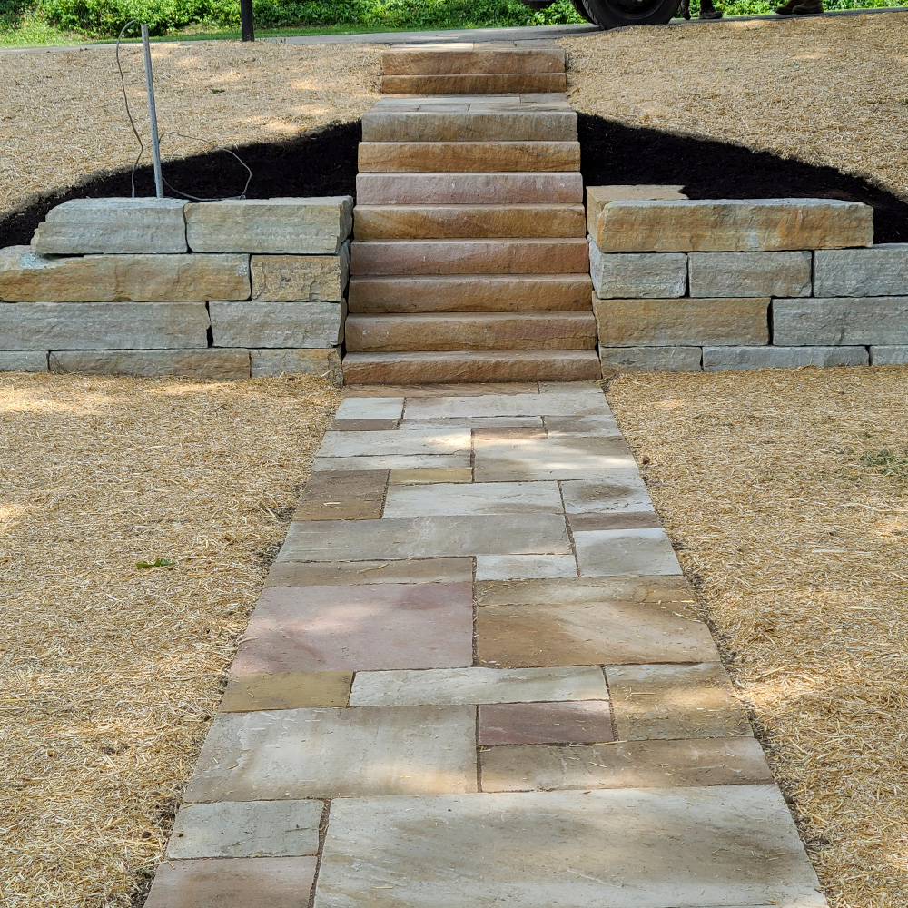 McGinn Hardscaping - Ohio-Stone Retaining Wall with Stairs